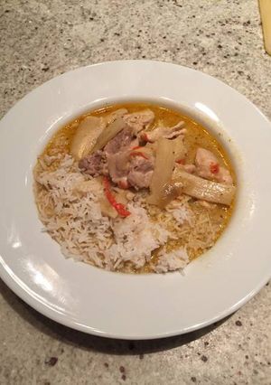 A picture of Ken Hom’s take on Thai red curry.