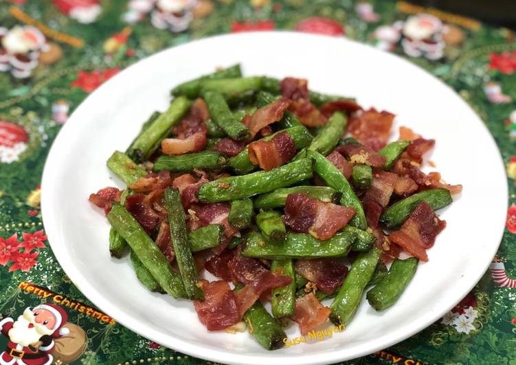 Cách Làm Món Đậu que xào thịt xông khói (green bean stir fried with bacon) của Hannah’s Kitchen