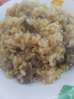 Una foto de Risotto de ternera retinta
