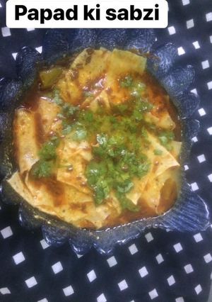 A picture of Rajasthani special Papad ki sabzi.