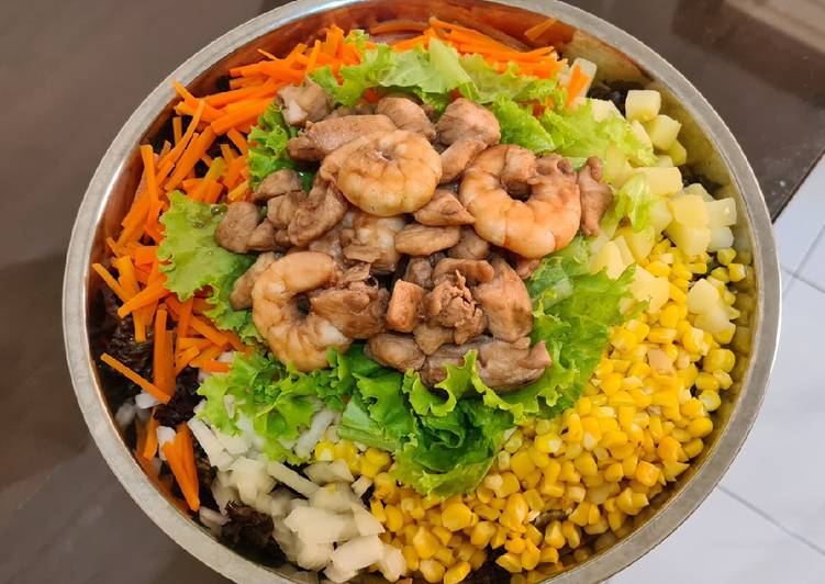 Resep Salad Sayuran dan Ayam Udang, Enak Banget