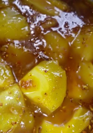 A picture of Instant sweet Mango pickle.