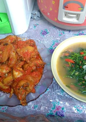 Foto resep Ayam balado vs kangkung balado