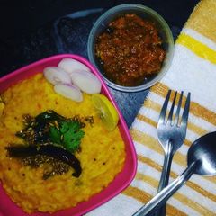 A picture of Restaurant Style Dal Khichdi.