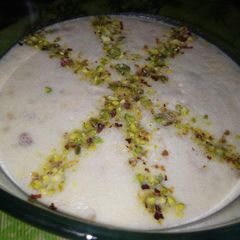 A picture of # dussehra,  pistachios basundi.