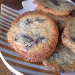 A picture of Ultra-thin & crisp chocolate chip cookies.