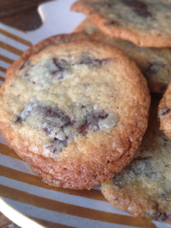 A picture of Ultra-thin & crisp chocolate chip cookies.
