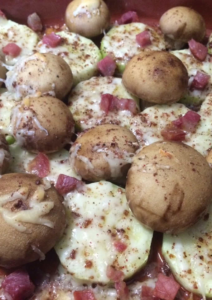 Una foto de Gratinado de calabacín y champiñón sin sal