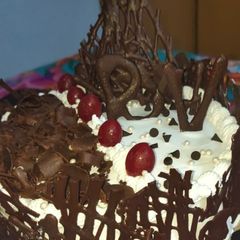 A picture of Black forest cake.