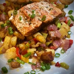 Grilled Sockeye Salmon with Rustic Hash A picture of Grilled Sockeye Salmon with Rustic Hash.