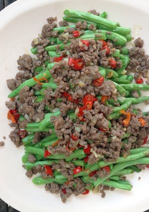Foto resep Tumis buncis siram daging cincang