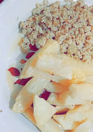 Fried yam with egg ainihin hoton girkin