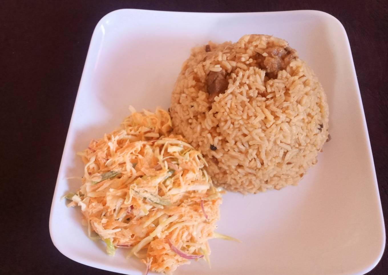 "Traditional" Swahili beef pilau and coleslaw