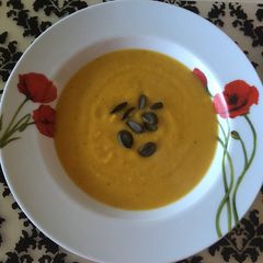 A picture of Butternut squash soup (tekvicová polievka).