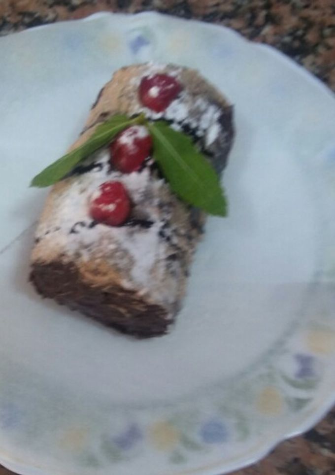 Una foto de Tronco de galletas de chocolate