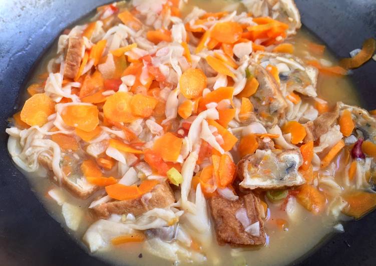 Oseng jamur, wortel, dan tahu bakso non MSG