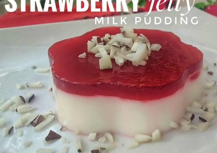 Strawberry jelly milk pudding