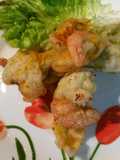 Gamberoni, nel fiore di zucca, fritti in tempura