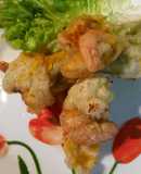 Gamberoni, nel fiore di zucca, fritti in tempura