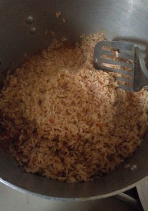 A picture of Jellof sardine rice.