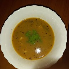 A picture of Tom Khai Gai (thai coconut chicken soup) inspired soup.