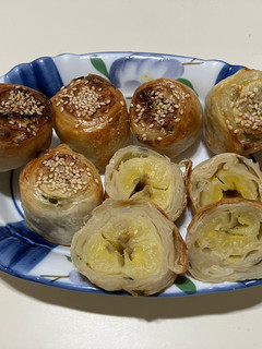 蔥抓餅香蕉捲(氣炸鍋料理) 的食譜成品照片