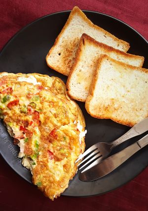 A picture of Italian cheese and herbs omelette.