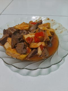 Foto resep Oseng ati ampela+ tahu pedas