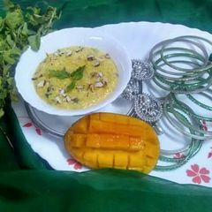 Mint mango firni A picture of Mint mango firni.