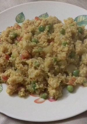 A picture of Veg dalia pulao (simple and tasty).