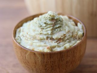 Mash Celeriac and potato with wasabi and miso paste 🥔