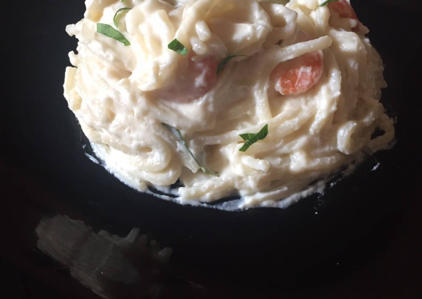 Spaghetti con camarones