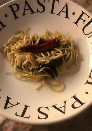 Una foto de Spaghetti con acelgas