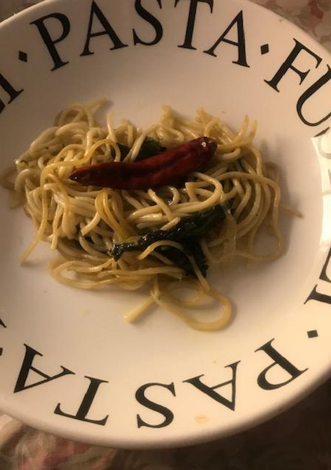 Una foto de Spaghetti con acelgas