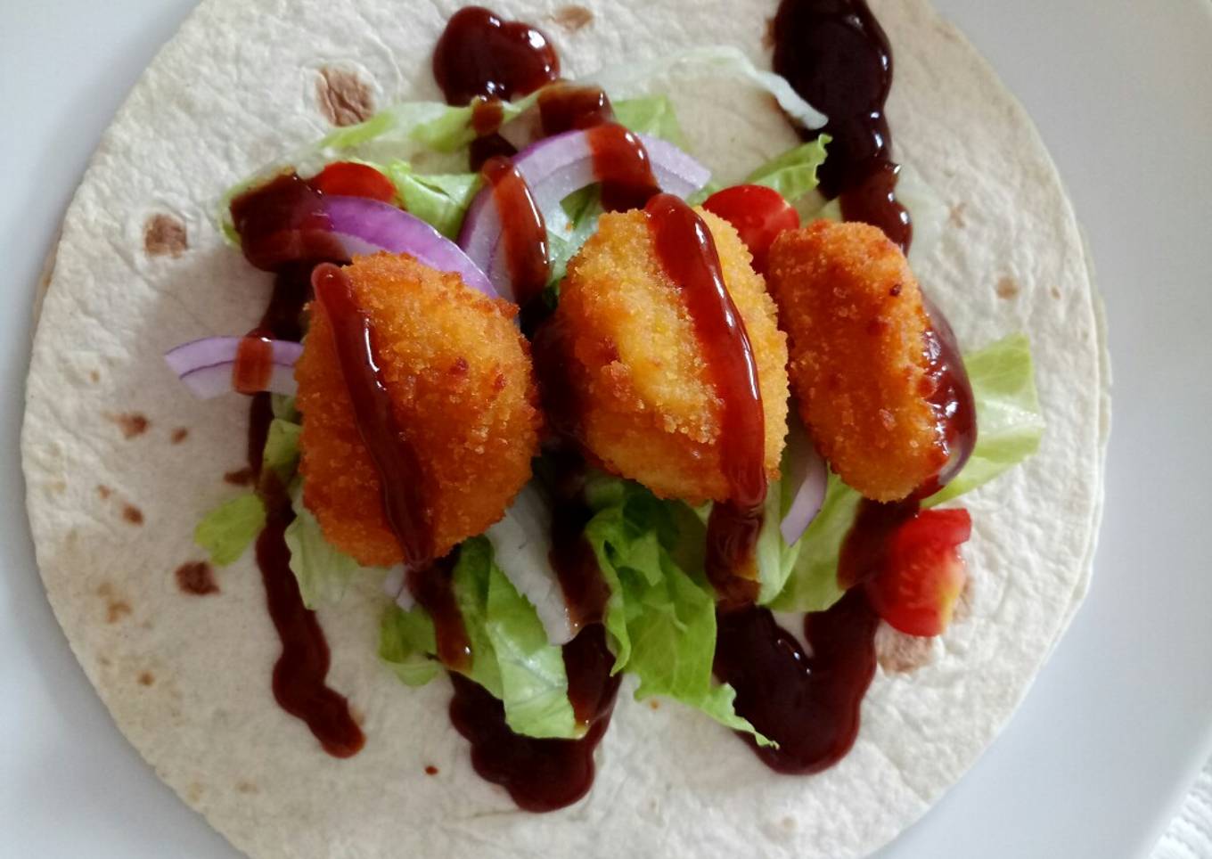 How to please the kiddies BBQ and chicken nugget wraps