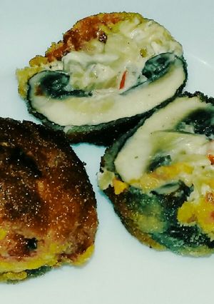 Foto principal de Setas Portobello rellenas de chorizo y queso a modo de croquetas