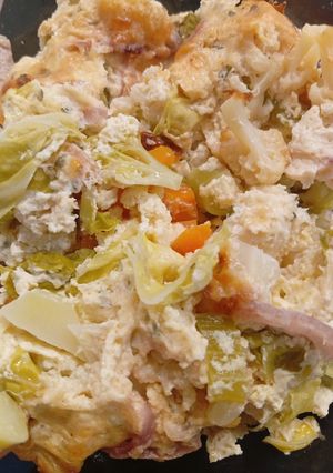 Sült karfiol brokkolival sajtmártásban recept fotója