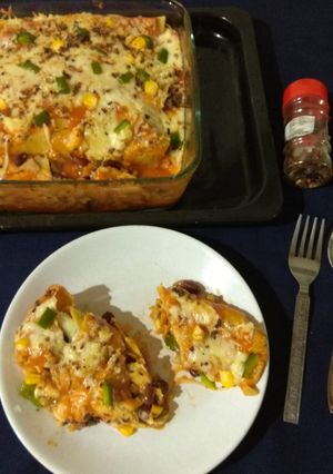 A picture of Mexican beans enchiladas.