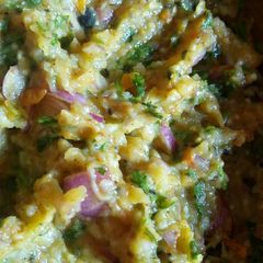 A picture of Tamatar-Aloo-and-Baigan-ka-chokha.