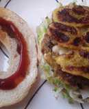 Hambuguesas🍔 de arvejas con tajadas de plátano🍌 maduro
