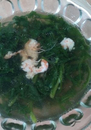 Hình của món Canh rau tần ô nấu tôm.