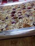 Crumble de peras y frambuesas