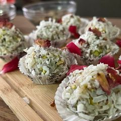 A picture of Rose-pistachio-coconut truffles.