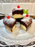 Pastel de chocolate, manjar de coco y ganaché