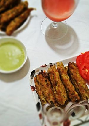 A picture of Smoky Chicken seekh kebab.