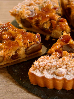 A picture of Sweet Chestnuts and Walnuts Tart, Crumble Topping.