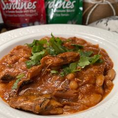 A picture of Baked Beans and Sardine.