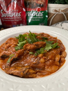 A picture of Baked Beans and Sardine.