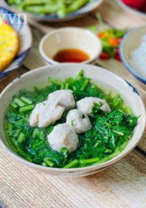 Hình của món Canh Cải Cúc Chả Cá.