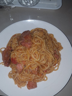 Una foto de Spaguettis con chuleta